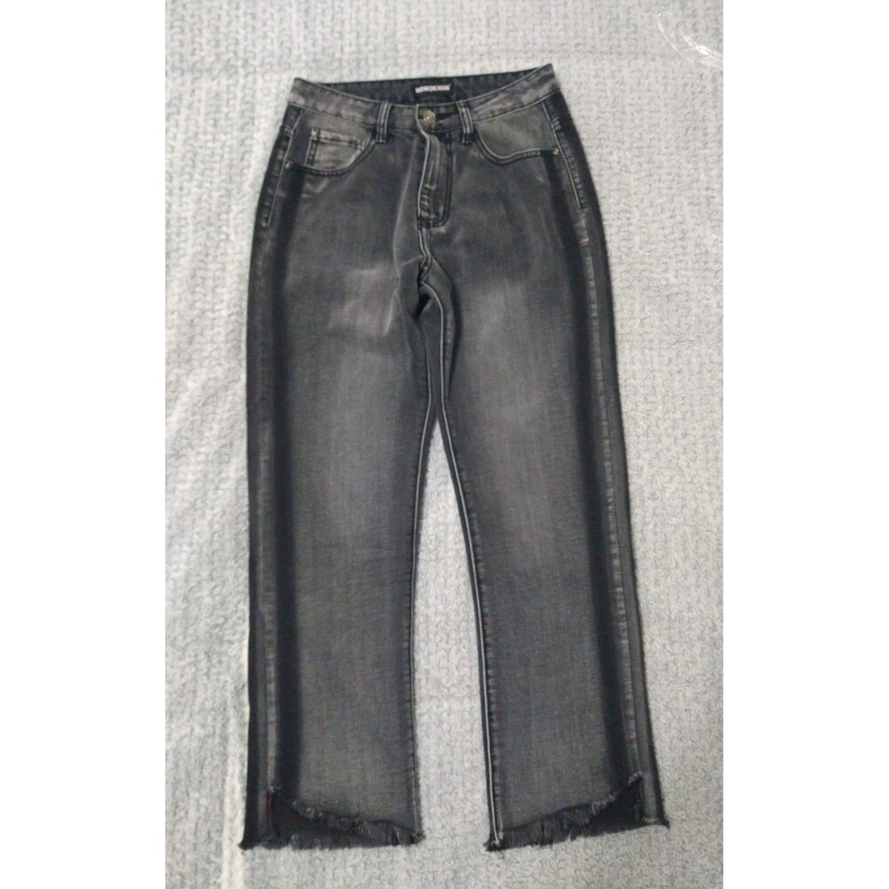 Momokrom Distressed Black Freyed Cropped Jeans Size Uk 6 /Us 2 Grunge Skater